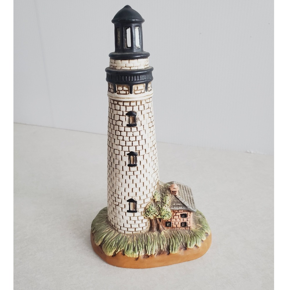 Lefton St Simons Georgia Lighthouse Figurine White Brown Vintage 1993 01199 OS